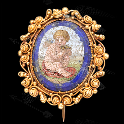 Antique 【アンティーク】 非貴金属ローマンモザイクブローチ